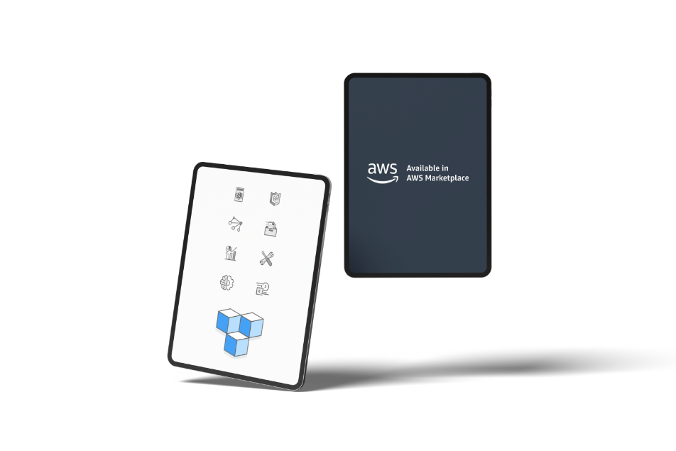 Two tablets with the AWS logo